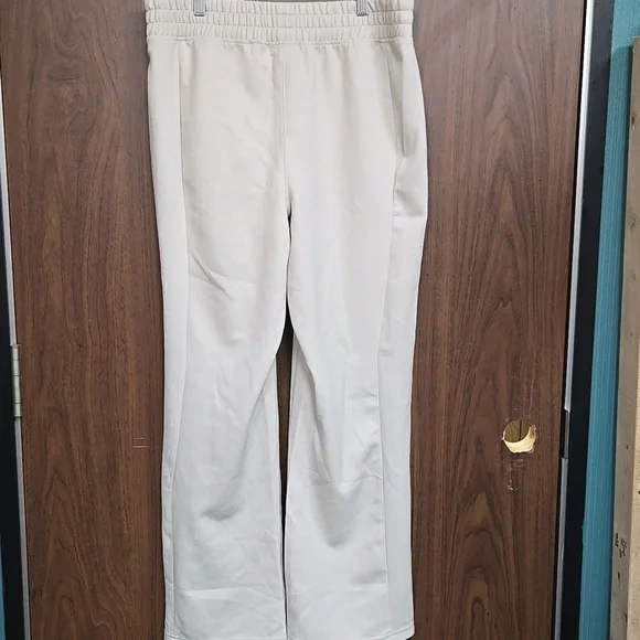 Spyder Size L Ivory Ribbed High Rise Wide Leg Pant - Picture 4 of 7